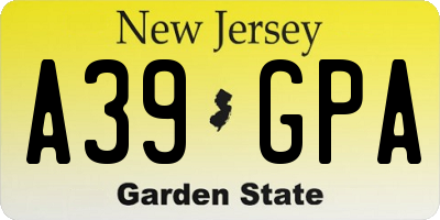 NJ license plate A39GPA