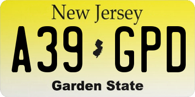 NJ license plate A39GPD