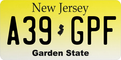NJ license plate A39GPF