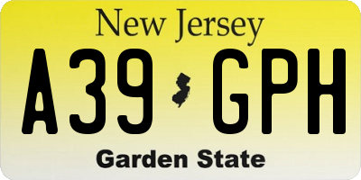 NJ license plate A39GPH