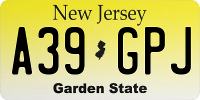 NJ license plate A39GPJ