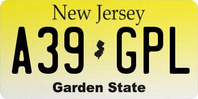 NJ license plate A39GPL
