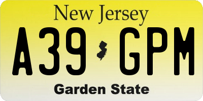NJ license plate A39GPM