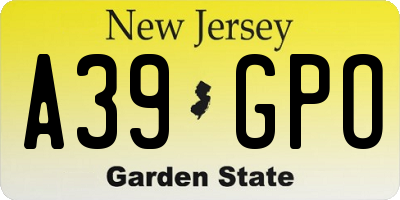 NJ license plate A39GPO