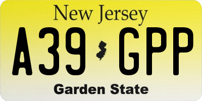 NJ license plate A39GPP