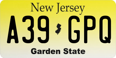 NJ license plate A39GPQ