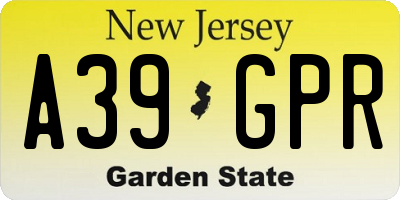 NJ license plate A39GPR