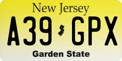 NJ license plate A39GPX