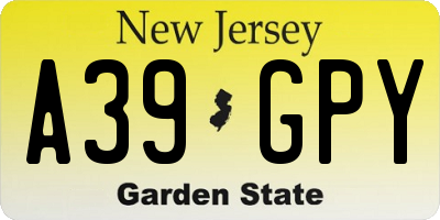 NJ license plate A39GPY