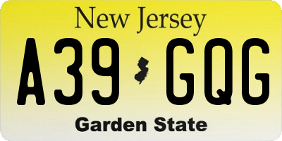 NJ license plate A39GQG
