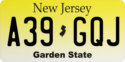 NJ license plate A39GQJ