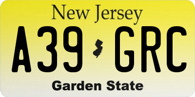 NJ license plate A39GRC