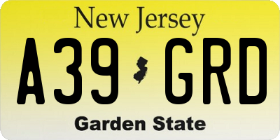 NJ license plate A39GRD