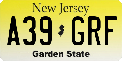 NJ license plate A39GRF