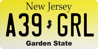 NJ license plate A39GRL