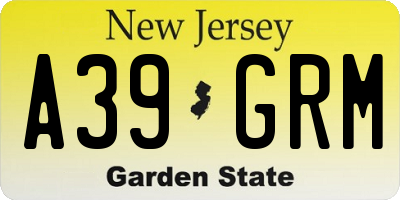 NJ license plate A39GRM