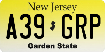 NJ license plate A39GRP
