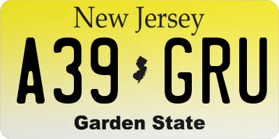 NJ license plate A39GRU