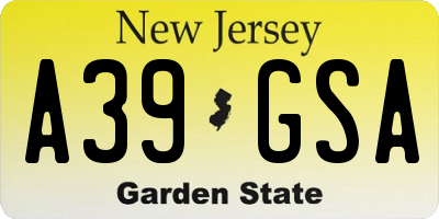 NJ license plate A39GSA