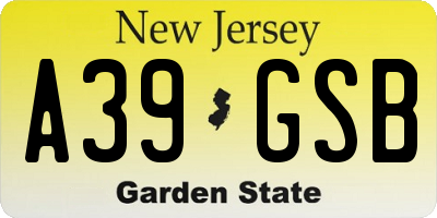 NJ license plate A39GSB