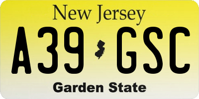 NJ license plate A39GSC