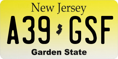 NJ license plate A39GSF