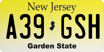 NJ license plate A39GSH