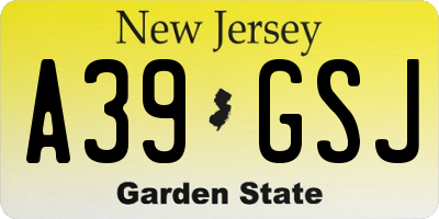 NJ license plate A39GSJ