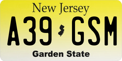 NJ license plate A39GSM