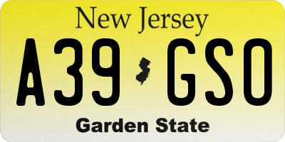 NJ license plate A39GSO