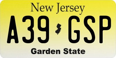 NJ license plate A39GSP