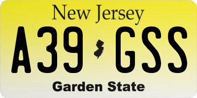NJ license plate A39GSS