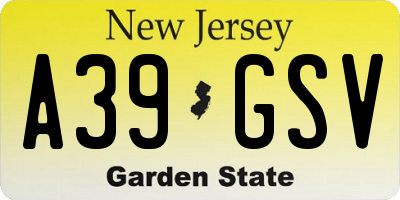 NJ license plate A39GSV