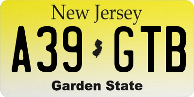 NJ license plate A39GTB