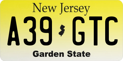 NJ license plate A39GTC