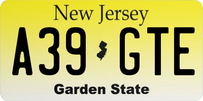 NJ license plate A39GTE