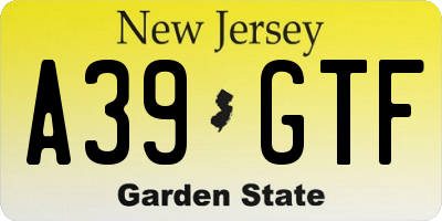 NJ license plate A39GTF