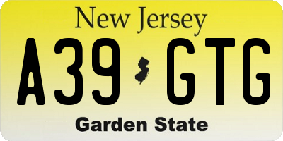 NJ license plate A39GTG