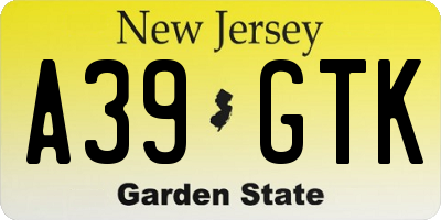 NJ license plate A39GTK