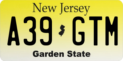 NJ license plate A39GTM