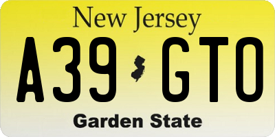 NJ license plate A39GTO