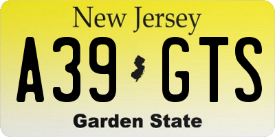 NJ license plate A39GTS