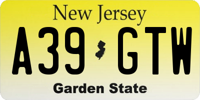 NJ license plate A39GTW