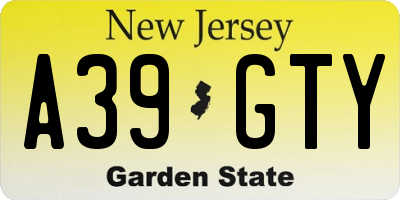 NJ license plate A39GTY
