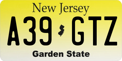 NJ license plate A39GTZ