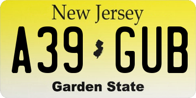 NJ license plate A39GUB