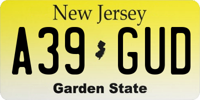 NJ license plate A39GUD