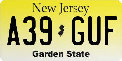 NJ license plate A39GUF