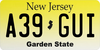 NJ license plate A39GUI