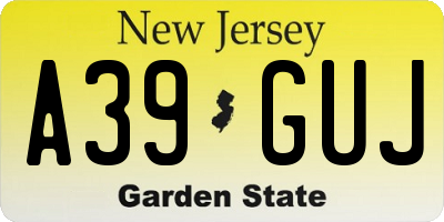NJ license plate A39GUJ